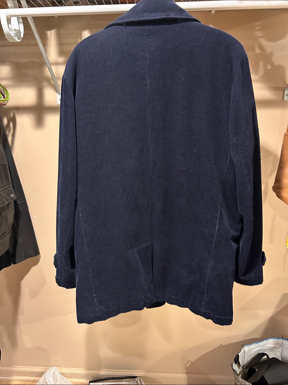 Grayers Navy Corduroy Double-Breasted Pea Coat - Picture 6 of 6